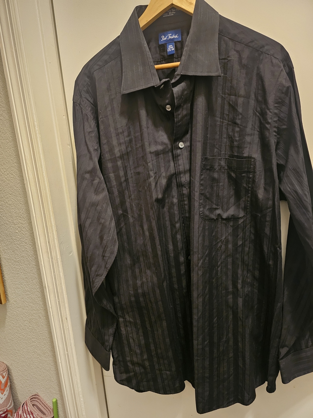 Paul Frederick 100% Cotton Dress Shirt With Dobby Stripe